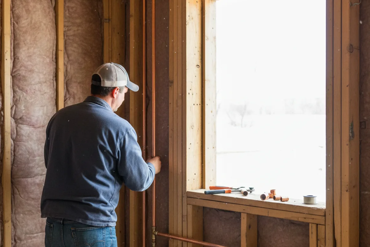 Licensed plumber running new copper supply lines in a Mequon home