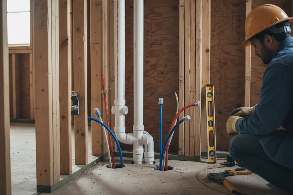 Drain and supply rough-in during Toilet Repair and Installation in Mequon